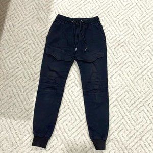 H&M Mens Black drawstring Joggers Pants -waist 28”